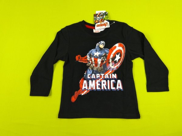 Langarmshirt Avengers Captian America Schwarz Gr. 98 - 116 cm