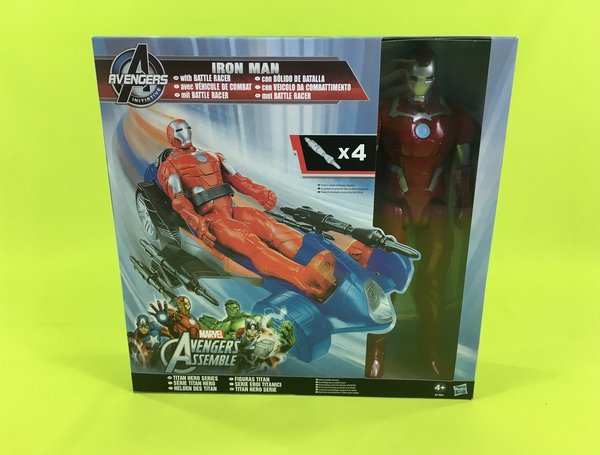 Hasbro Marvel Avengers Action Figur 30 cm Titan Heroes Iron man mit Battle Racer