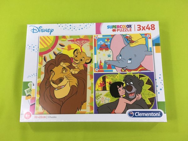 Puzzle Disney Tiere 3 x 48 Teile von Clementoni
