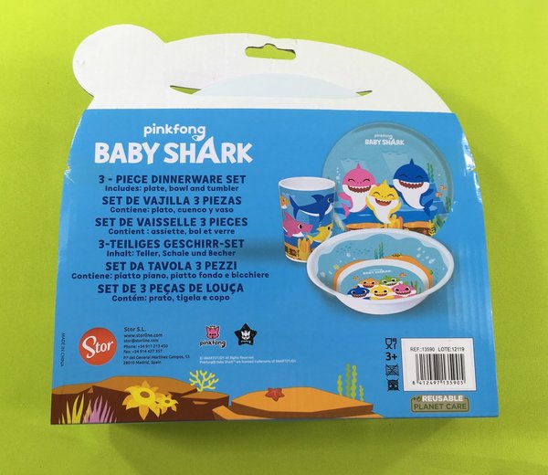 Melamin Geschirr Set 3 teilig Baby Shark