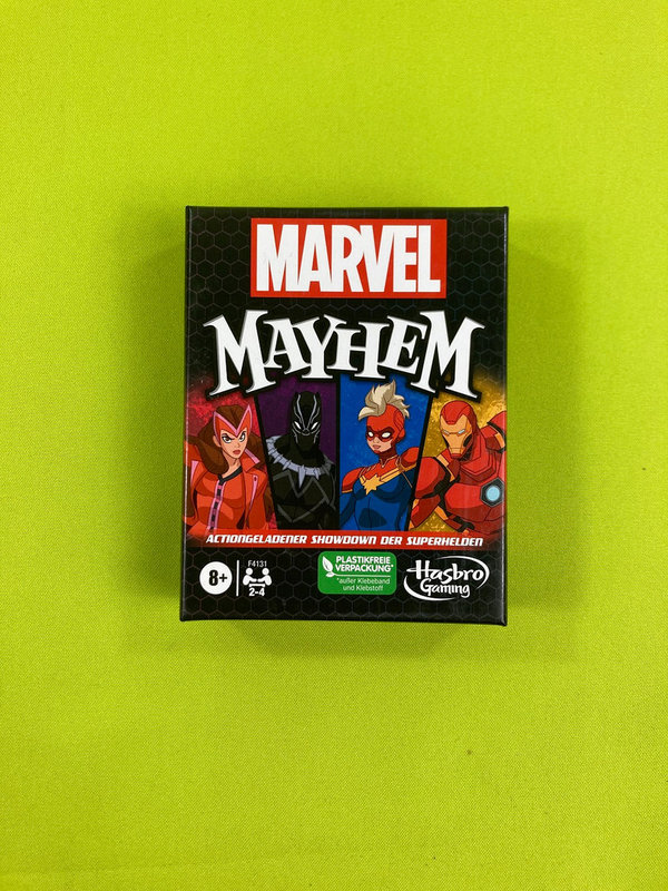 Mayhem Kartenspiel mit Marvel Superhelden von Hasbro